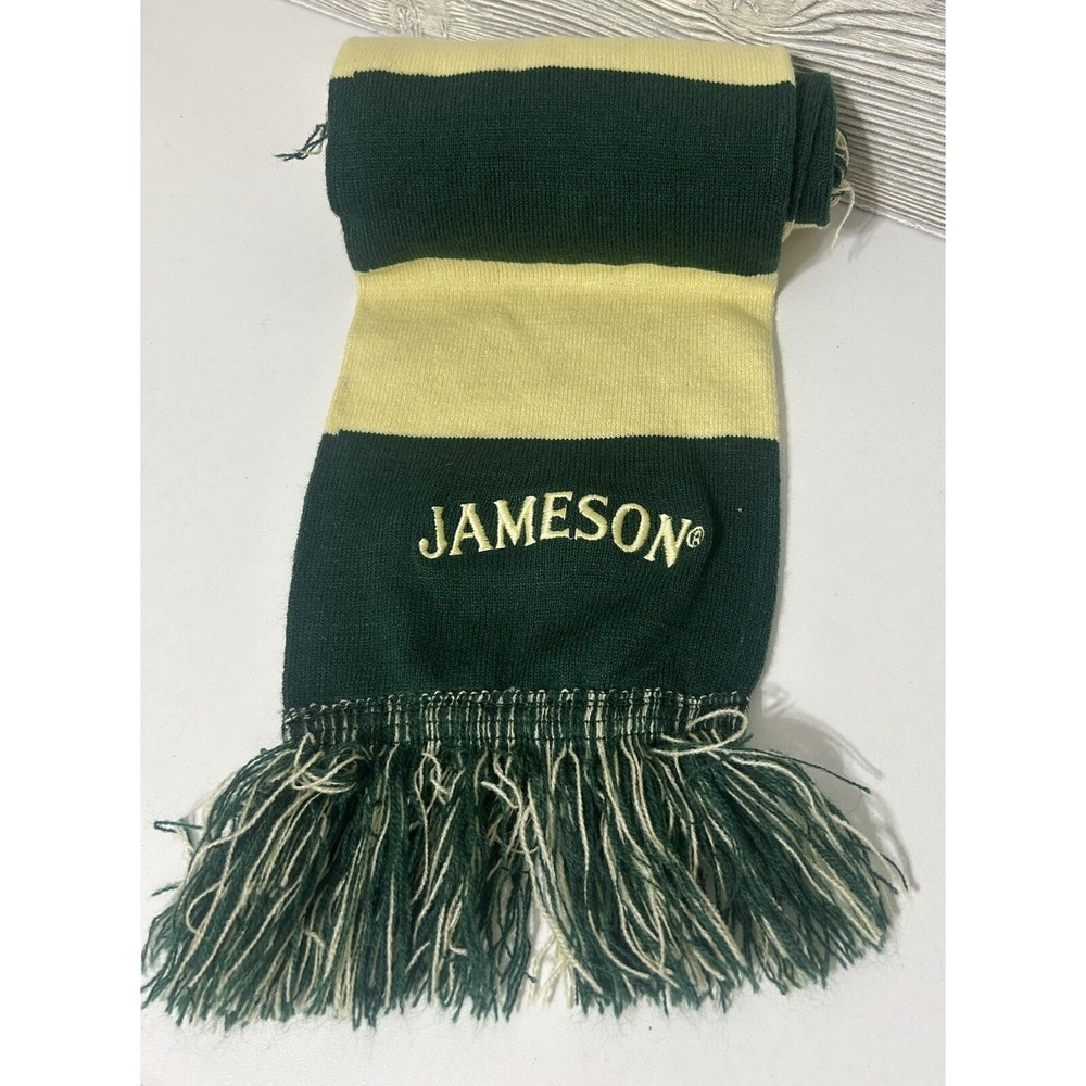 Jameson Irish Whiskey‎ Scarf Fringe Green White Stripes Advertising Promo